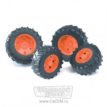 Шины для системы сдвоенных колёс с оранжевыми дисками PREMIUM PRO  Bruder 