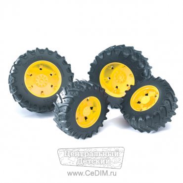 Шины для системы сдвоенных колёс с жёлтыми дисками  Bruder 