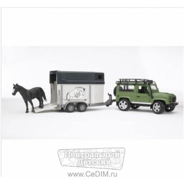 Внедорожник Land Rover Defender с коневозкой и лошадью  Bruder 