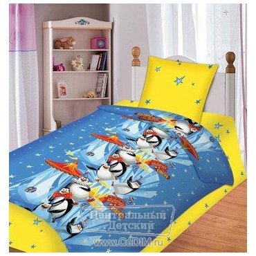 Подростковое постельное бельё 1,5-спальное 3D Пингвины  Непоседа 