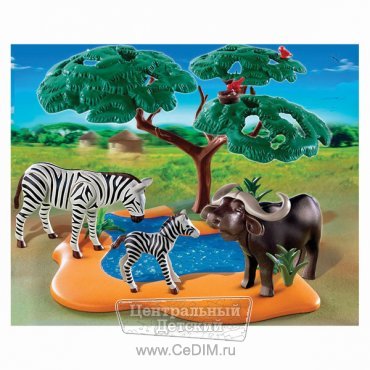 Буйвол с зебрами под деревом  Playmobil 