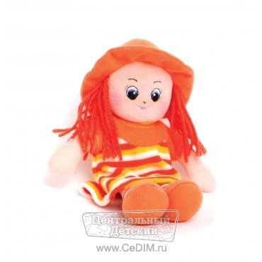 Мягкая игрушка кукла-малышка в шляпке и оранжевом платье  Gulliver 