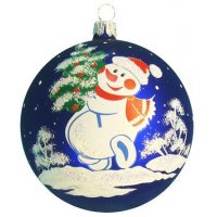 Ёлочный Шар Снеговик с елкой Елочка Новый Год 